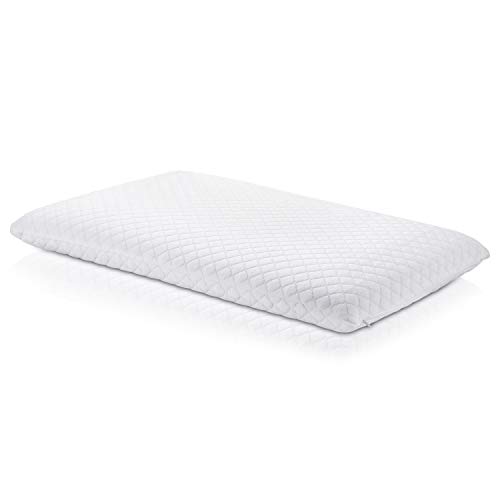 Almohada de espuma viscoelástica ultra delgada: perfil extra bajo, funda de algodón, solo 7,6 cm de grosor. Mejor plana para estómago, espalda o dormir de lado