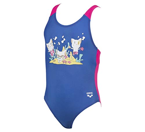 ARENA Friends Kids Girl One Piece, Bebé-Niñas, Royal/Freak Rose, 8-9