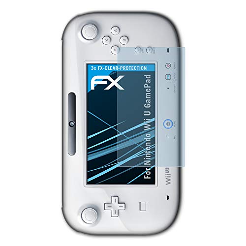 atFoliX Lámina Protectora de Pantalla compatible con Nintendo Wii U GamePad Película Protectora, ultra transparente FX Lámina Protectora (3X)