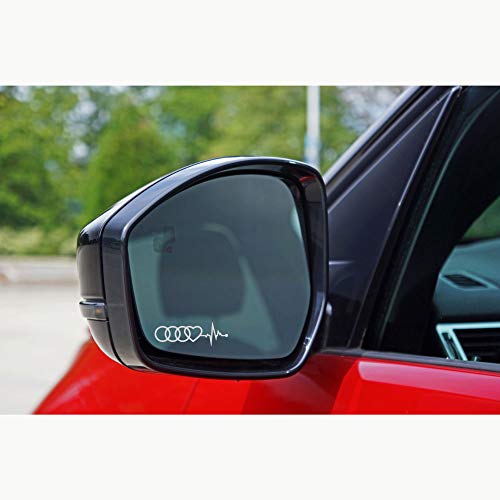 Autodomy Pegatinas Compatible con Audi Aros Corazón Cardio Pack 6 Unidades en Vinilo ácido para los Espejos del Coche.