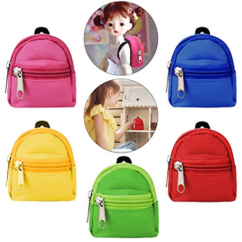 Bageek 5PCS Muñeca Mochila Casual Mini Cremallera Mochila Muñeca Accesorio Bolsa para muñecas