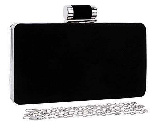 BAIGIO Bolsa de Noche Mujer Elegante Bolso de Mano Bolso Clutch de Embrague Monedero de Terciopelo para Mujeres y Señoras para Boda Partido Fiesta Cocktail Cumpleaños (Negro)