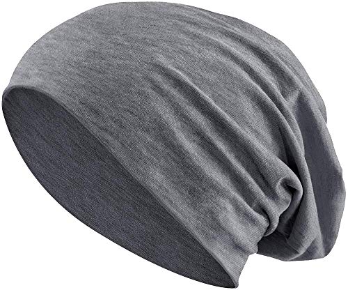 Balinco Jersey de algodón elástico Largo Slouch Beanie Unisex Gorra de Heather en 35 Colores Diferentes (3) (Heather Gris Oscuro)