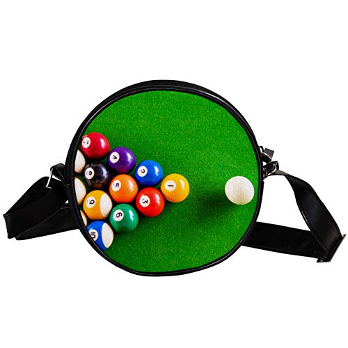 Bandolera Redonda Bolso Pequeño Bolso De Las Señoras De Moda Bolsos De Hombro Bolso De Mensajero Bolsa De Lona Bolsa De Cintura Accesorios Para Mujeres - Billar Snooker Pirámide Sobre Mesa Verde