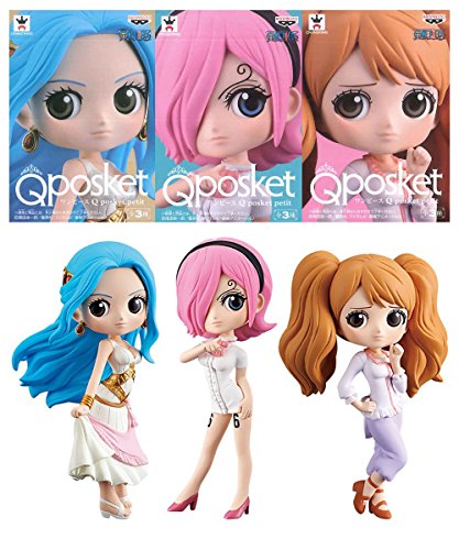 Banpresto 80275 - One Piece Qposket Set of 3 - Nefeltari Vivi, Vinsmoke Reiju, Charlotte Pudding - 7cm