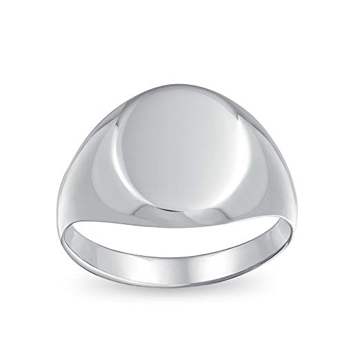 Basico Sencillo Monograma Engravable Plata Esterlina 925 Anillo De Sello Oval Para Hombres Y Para Mujer