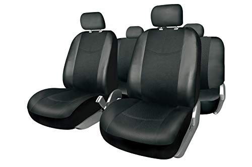 BC Corona FUK10400 Juego de Fundas para Asiento Coche 11 Piezas Modelo Milán Color Negro. Trasera Partida