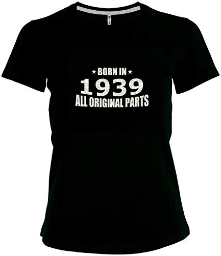 BlingelingShirts - Camiseta elegante para mujer, 80 cumpleaños, año 1939 plateado brillante. 44-46