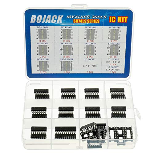 BOJACK 10 valores 30 piezas serie de circuitos integrados de lógica Schottky de bajo consumo, incluidos: 74LS00N 74LS02N 74LS04N 74LS08N 74LS32N 74LS47N 74LS86N 74LS90N 74LS138N 74LS245N Kit