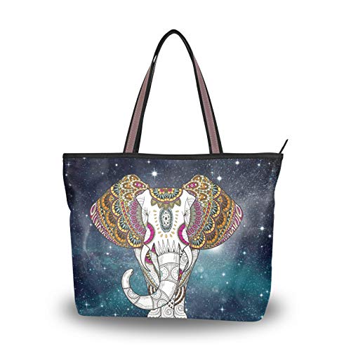 Bolsos de hombro Bolso de mano Indio Hippy Mandala Elefante étnico Animal Monedero Bolsos de compras Correa liviana para mujeres Niñas Señoras Estudiante