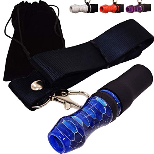 Boquilla para Cachimba hecha con Resina Premium Reutilizable para Uso Personal + Colgante para el Cuello de Nailon + Bolsa para Transportar + Pegatina, Accesorio Shisha Hookah Narguile (Azul)