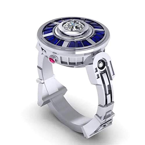 Bosi General Merchandise Star Wars, Anillo Robot R2D2, Forma de OVNI, con Incrustaciones de zafiros, Anillo de Compromiso