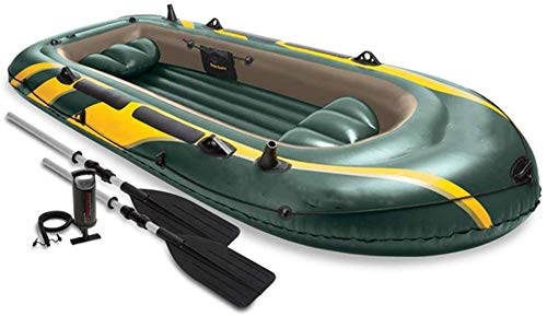 Bote Inflable para Cuatro Personas 4 Personas Remo de Goma Bote de Pesca Engrosamiento Bote de Pesca Inflable Barco a la Deriva/Verde (Color: Verde, Tamaño: 351 × 145 × 48CM)