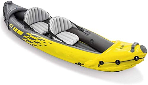 Bote Inflable para Dos Personas Bote de remos de Goma Bote de Doble Asalto Barco a la Deriva para Enviar la Bomba de Aire de la hélice del Barco (Color: Amarillo, Tamaño: 312 × 91 × 51CM)