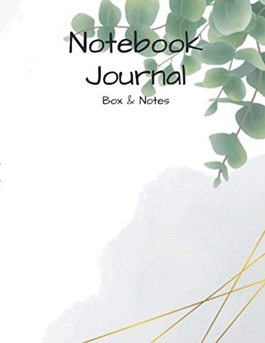 Box and Notes Notebook for students, Watercolor eucalyptus leaf background cover, 120 pages - Large(8.5 x 11 inches)