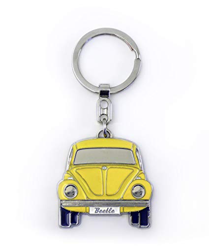 Brisa VW Collection - Volkswagen Escarabajo Coche Beetle Llavero Vintage en una Caja de Regalo, Anillo de Llavero Retro, Accesorios del Coche como Idea de Regalo/Souvenir (Frente/Amarill)
