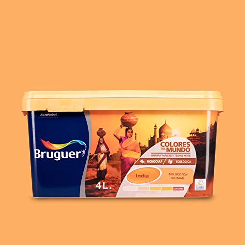 Bruguer Colores del Mundo Pintura para paredes monocapa India Melocotón Natural 4 L