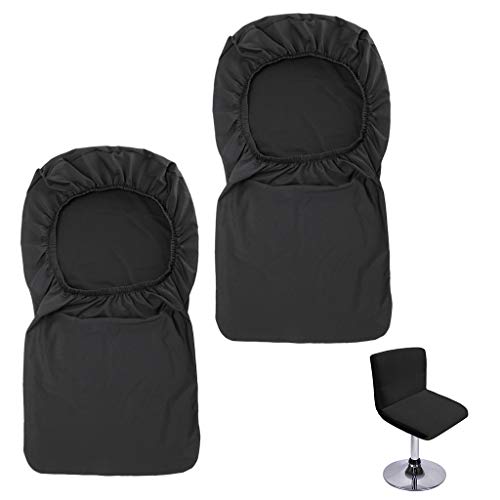 BTSKY Juego de 2 fundas negras para taburetes de bar con respaldo y funda elástica para silla de comedor giratoria corta (sin sillas).