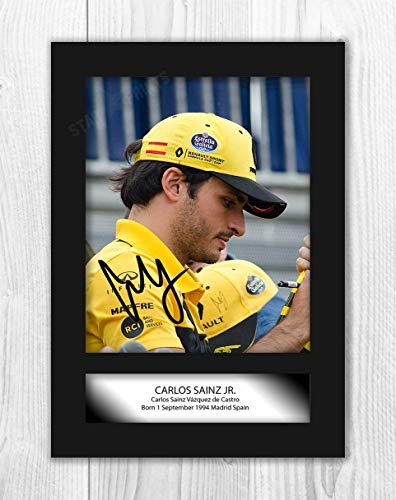 Bueno con madera Yorkshire Carlos Sainz Jr (2) póster de reproducción autógrafo foto A4 (sin marco)