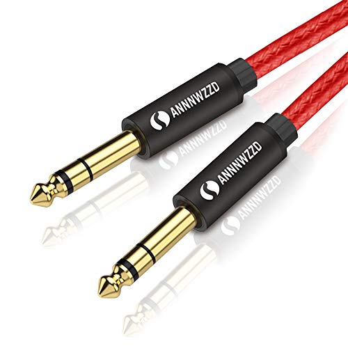 Cable de audio mono de 6,35 mm a 6,35 mm, cable de altavoz profesional TS de 1/4 pulgadas para guitarra eléctrica, bajo, amplificador, teclado instrumento profesional, etc. (2 m)