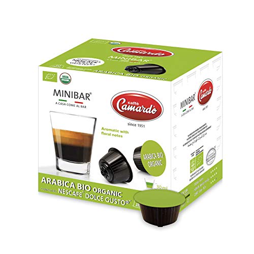 CAFFÈ CAMARDO 30 Cápsulas compatibles para cafetera Nescafé® * Dolce Gusto® * - Mezcla ARABICA BIO ORGANIC - Café certificado orgánico USDA - Made in Italy - 3 cajas de 10 cápsulas