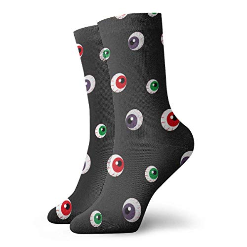 Calcetines de compresión clásicos para Halloween, diseño de ojos rojos, verdes, morados, deportivos, atléticos, 30 cm de largo, para hombres y mujeres