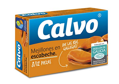 Calvo Mejillones en Escabeche 8/12 Piezas D.O.P, 115 g