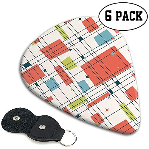 Century Modern Grid Celluloid Guitar Pick 6 Pack - Regali musicali per basso, chitarre acustiche elettriche