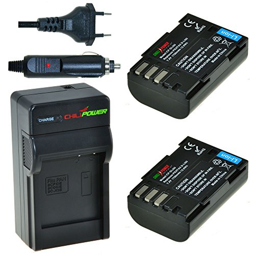 ChiliPower Pentax D-Li90, DLi90 Kit: 2x Batería (1700mAh) + Cargador para Pentax 645D, 645Z, K-01, K-3, K-5, K-5 II, K-5 IIs, K-7