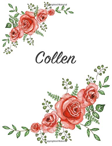 Collen: Personalized Notebook with Flowers and First Name – Floral Cover (Red Rose Blooms). College Ruled (Narrow Lined) Journal for School Notes, Diary Writing, Journaling. Composition Book Size