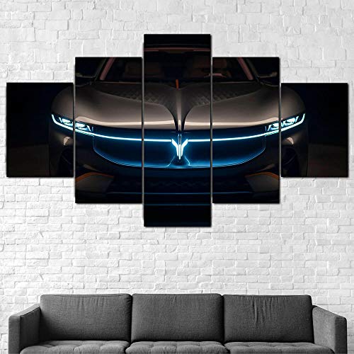 Cuadros Decor Salon Modernos 5 Piezas Lienzo Grandes Xxl Murales Pared Hogar Pasillo Decor Arte Pared Abstracto Italdesign Voyah I-Land Hd Impresión Foto 150X80Cm Regalo