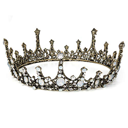 Czemo Tiara de Novia para Mujer Corona Barroca Cabello Joyería Rhinestone Diadema para Boda Pageant