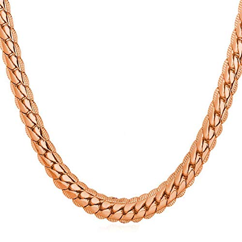 Daesar Collar Cadena Oro Rosa Hombre Cadena de Curb Link Collares Cadena Acero Inoxidable 9mm Collares Hombre Cadena 71cm