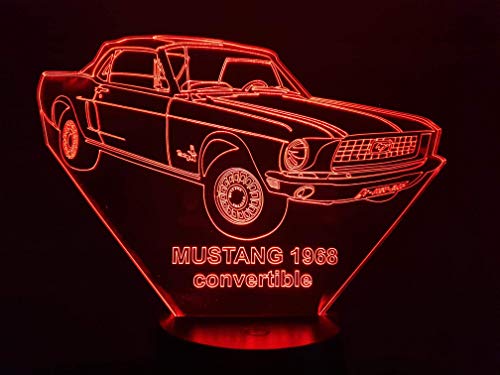 Dibujo compatible FORD MUSTANG 1968 convertible, lámpara LED 3D