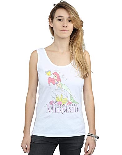 Disney Mujer The Little Mermaid Faded Nostalgia Camiseta Sin Mangas Blanco Medium