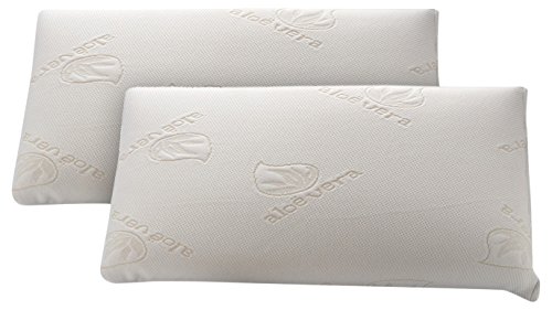 Dormio - Pack de 2 unidades, almohada viscoelástica con adaptabilidad al cuello, tejido Aloe Vera, termorregulable, 70 cm, blanco