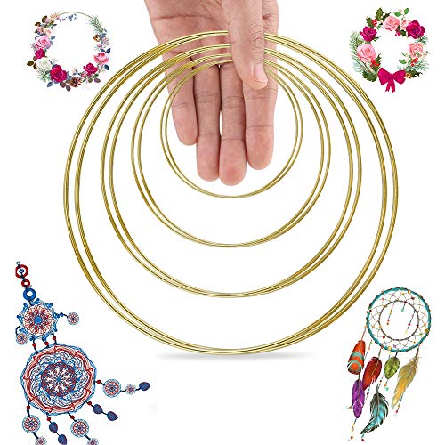 Dsaren 8 Piezas Aros de Metal para Atrapasueños Anillos de Metal Macrame 4 Tamaños Aros Florales para Bricolaje Boda Corona Decoración Dolgar Pared Manualidades (8 Piezas)