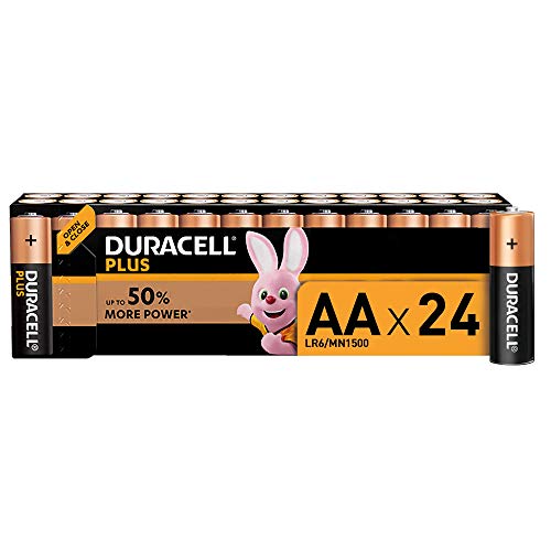 Duracell Plus AA - Pilas Alcalinas Paquete de 24, 1.5 Voltios LR6/MN1500