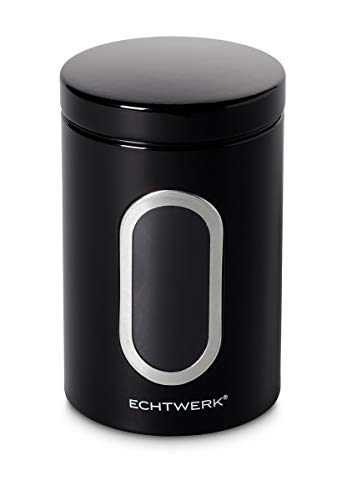 Echtwerk bote con ventana para conservar alimentos como harina, azúcar, muesli o té, 1,4 L, negro, 3 piezas