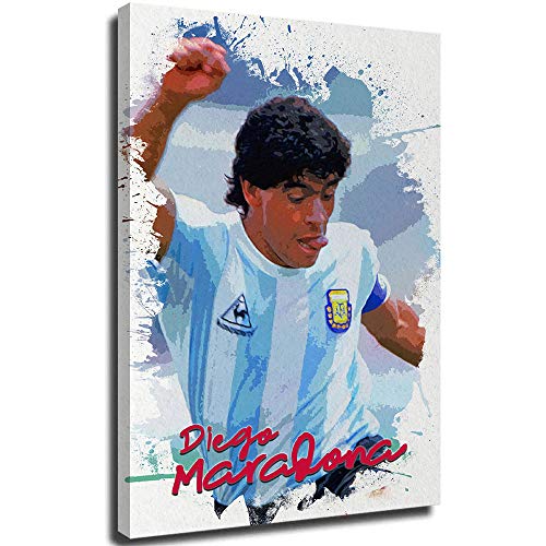 Elliot Dorothy Cuadro de arte de The Football King Maradona de 50,8 x 76,2 cm, diseño de estrella de fútbol americano, ideal para decoración de sala de estar, enmarcado/listo para colgar