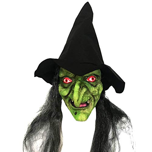 Emorias 1 Pcs Máscaras de Halloween Esqueleto Látex de Caucho Horror Cabeza Humana de Fiesta Careta - Bruja Verde