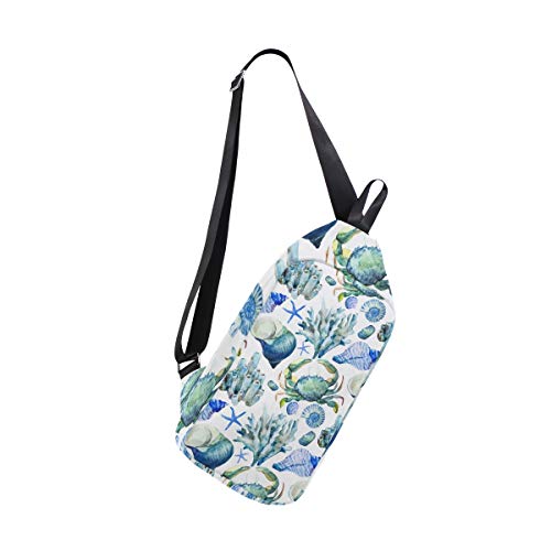 EZIOLY - Mochila de Hombro con Concha submarina y Concha de mar y Cangrejo de mar para Hombre y Mujer