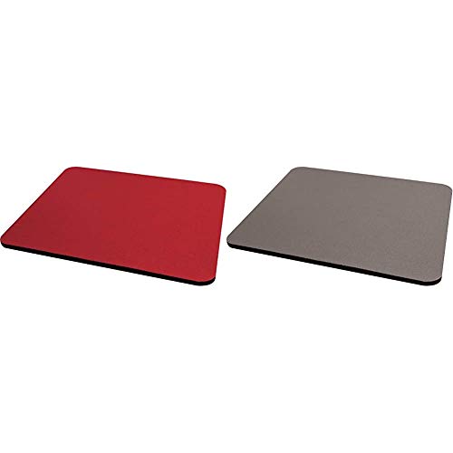 Fellowes 29701 - Alfombrilla de ratón, Rojo + 29702 - Alfombrilla estándar para ratón, 22.9 x 20.3 x 0.5 cm, Color Gris