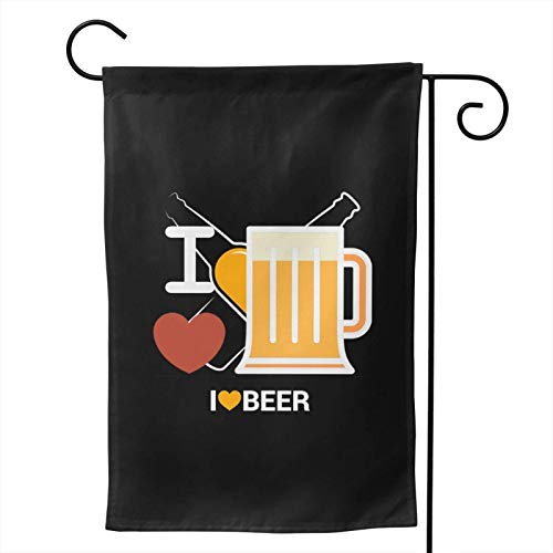 Fendy-Shop Bandera de jardín de protección UV Lavable Amo la Cerveza Poliéster a Prueba de Viento 12.5"x18" / W32cm x L48cm Cartel de Banner de Patio Exterior