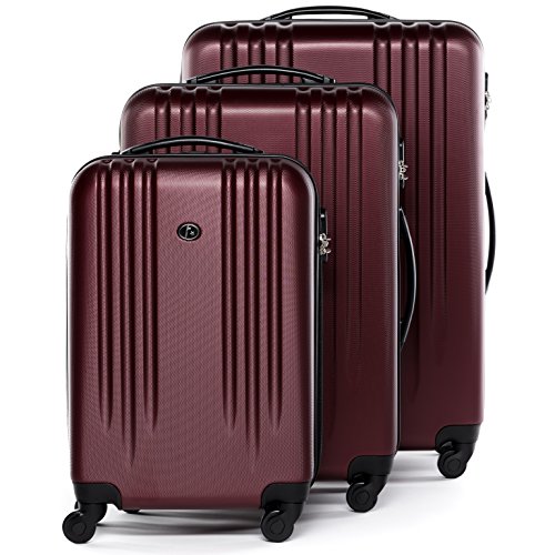 FERGÉ Juego 3 Maletas rígidas Marsella Equipaje de Viaje Dura Trolley Set con 4 Ruedas giratorias Rojo