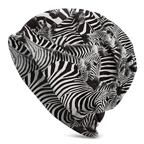 fgjfdjj Zebra Herd Packed Tight Comfort Knit Beanie - Gorro de Invierno elástico y Suave Gorro de Calavera para Hombres y Mujeres