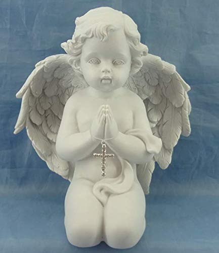 Figura de ángel rezante con cruz metálica (13,5 cm)