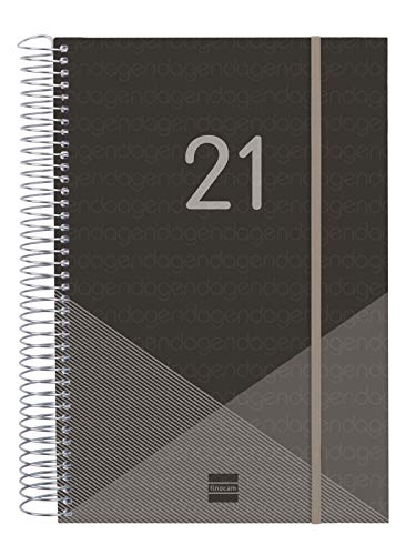 Finocam - Agenda 2021 1 Día página Espiral Year Negro Español, Sobremesa - E11-165x242 mm