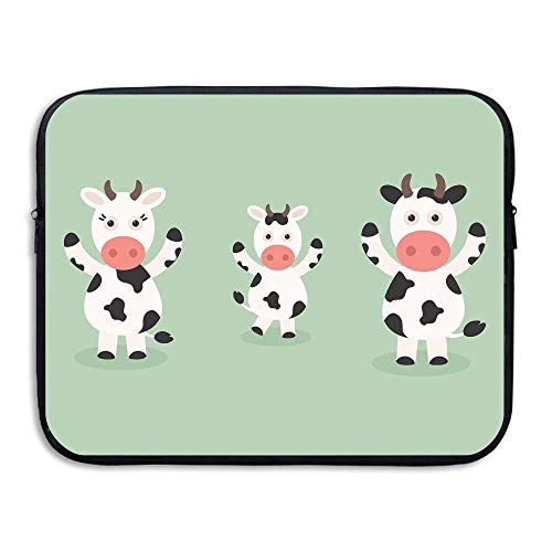 Funda Protectora para Laptop,Conjunto de Vaca de Dibujos Animados,Cubierta del Bolso para maletín portátil 15.6 Pulgadas