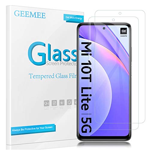 GEEMEE für Xiaomi 10T Lite/Poco X3 NFC Protector de Pantalla, Cristal Templado Película Vidrio Templado 9H Alta Definicion Glass Screen Protector Film (Transparent) - 2 Pack